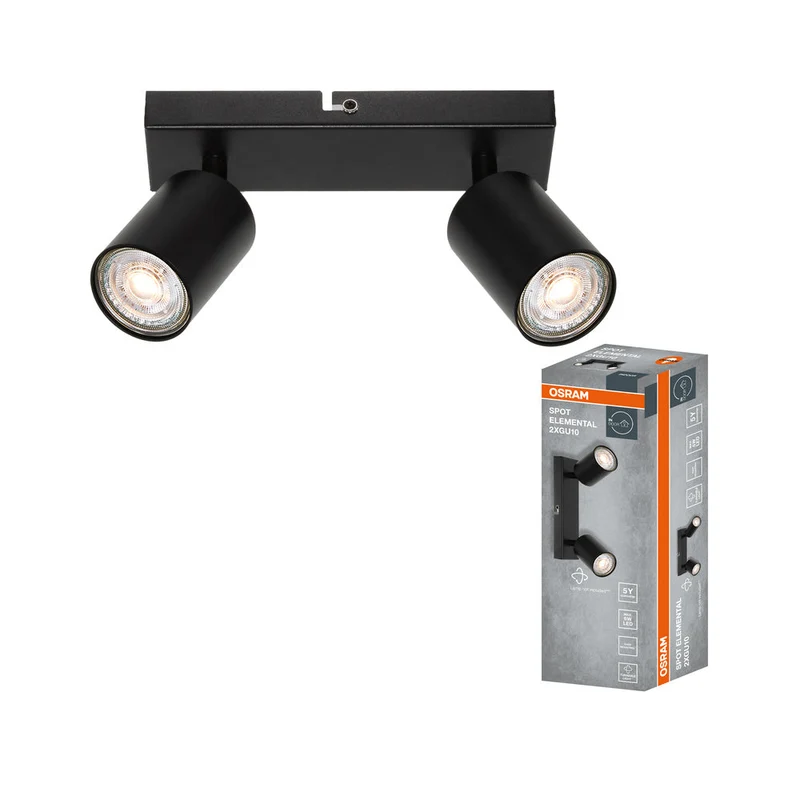 OSRAM Spot LED 2 points ELEMENTAL Noir, lampe, 2xGU10, noir, 21 x 13,8 x 6,5 cm