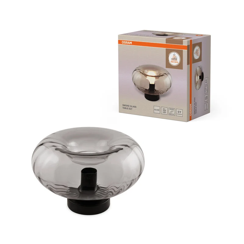 OSRAM DECOR Smoke Glass lampe à poser E27 Noir