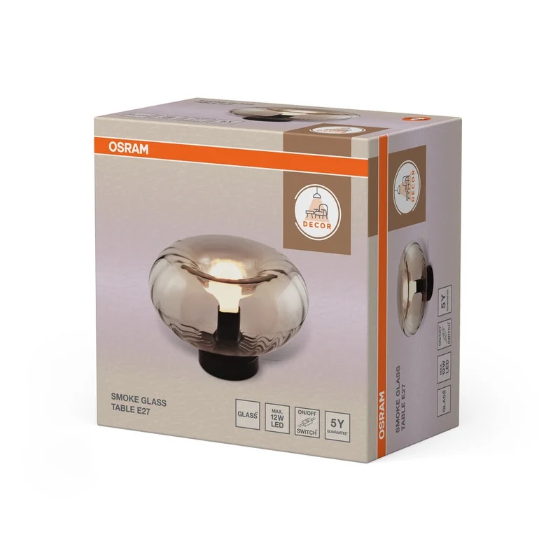 OSRAM DECOR Smoke Glass lampe à poser E27 Noir