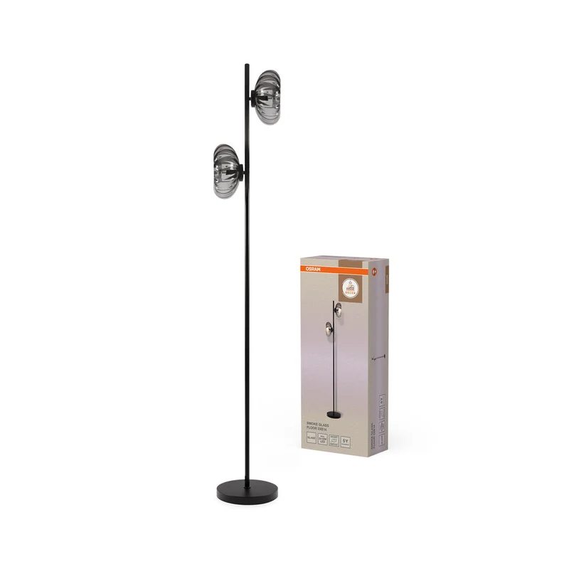 OSRAM DECOR Smoke Glass Lampadaire 2xE14 Noir