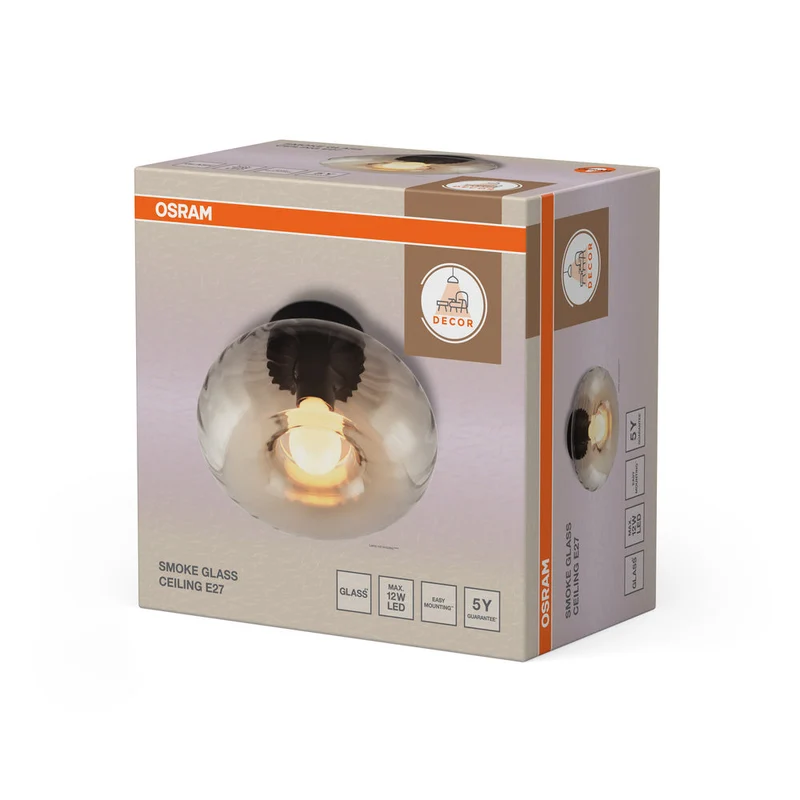 OSRAM DECOR Smoke Glass lampe à poser E27 Noir