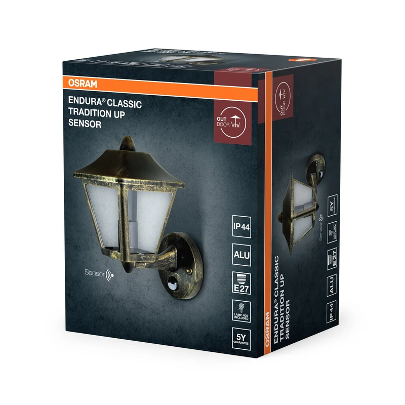 OSRAM Applique murale ENDURA Sensor, noir-or, IP44