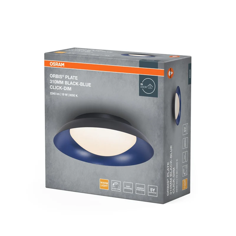 OSRAM ORBIS Plate Plafonnier 19W 310mm noir/bleu