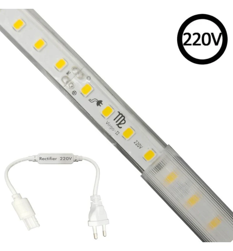 Bande LED 220V, 120 LED/m, IP65, coupe tous les 50 cm, dimmable
