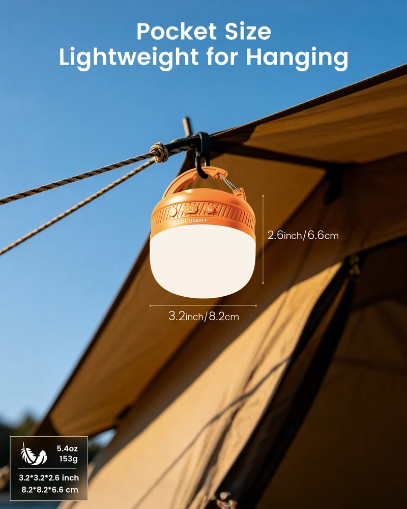 Glocusent Solar Rechargeable Pocket Camping Lantern