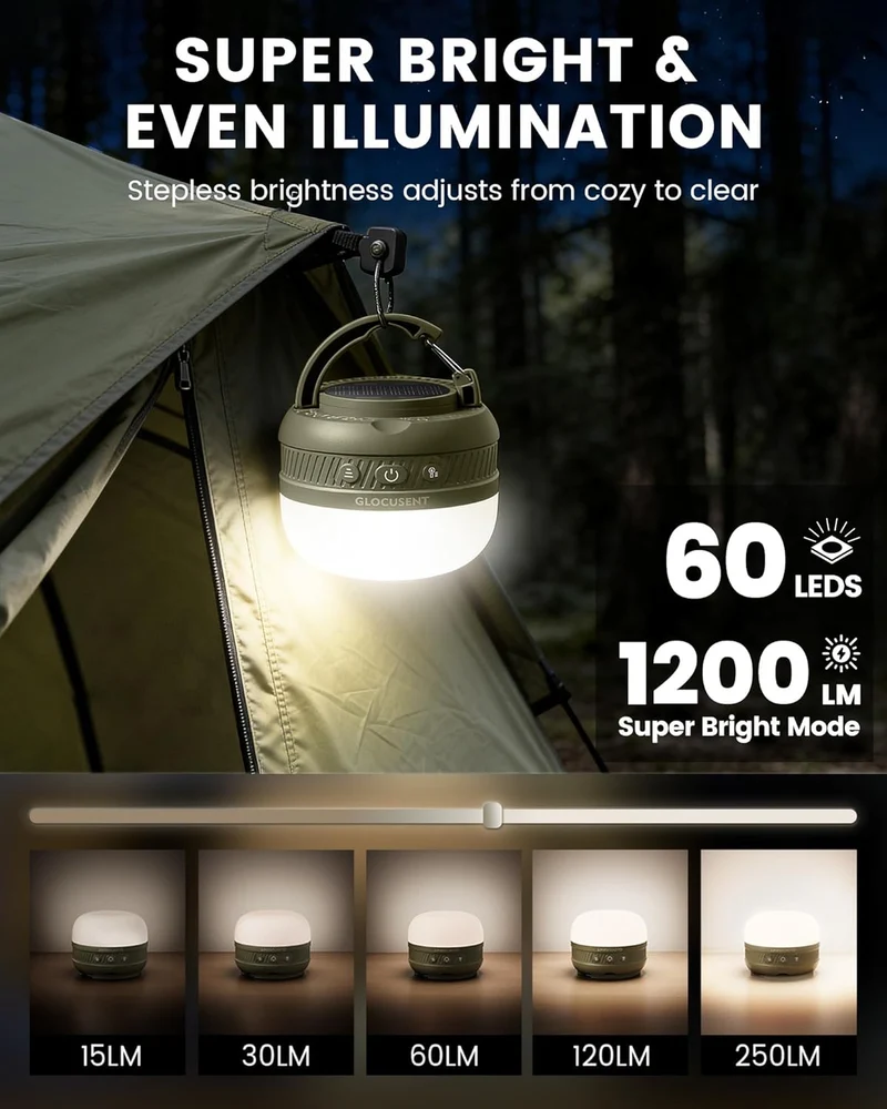 Glocusent Solar Rechargeable Pocket Camping Lantern