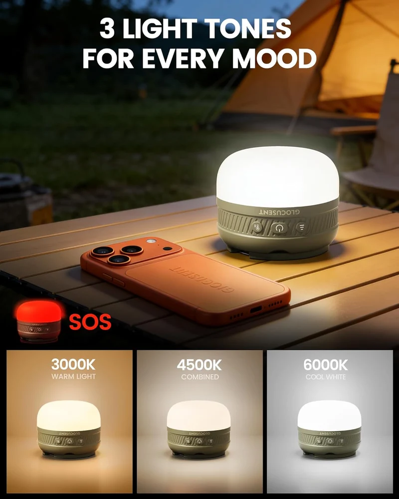 Glocusent Solar Rechargeable Pocket Camping Lantern