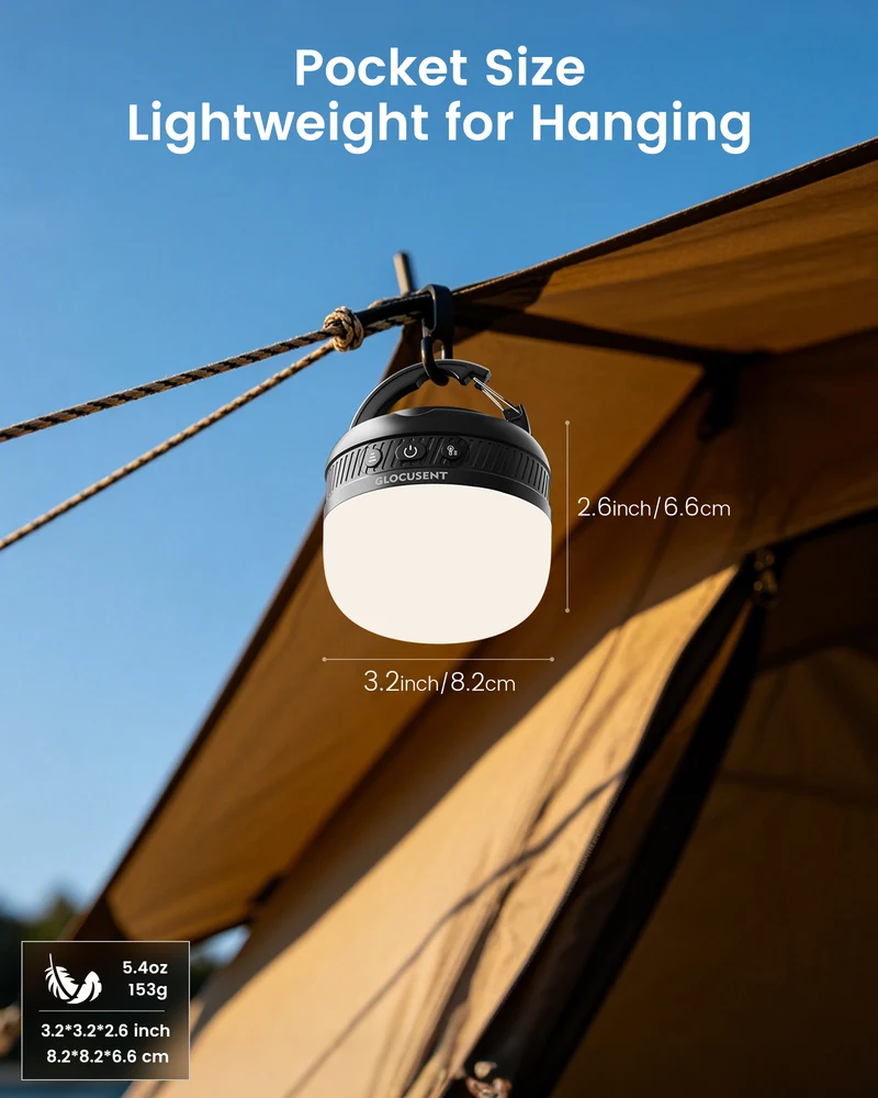 Glocusent Solar Rechargeable Pocket Camping Lantern