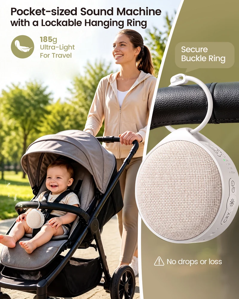 Glocusent Sound Machine N20 Baby CrySense with 35 Non-Looping Soothing Sounds