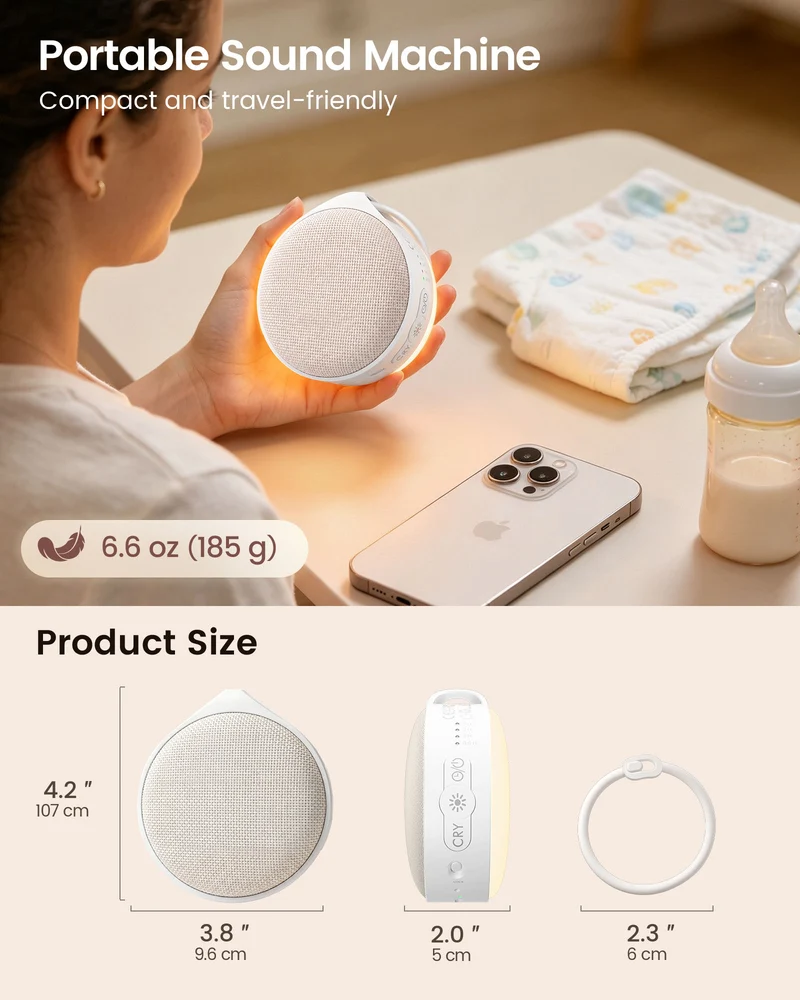 Glocusent Sound Machine N20 Baby CrySense with 35 Non-Looping Soothing Sounds