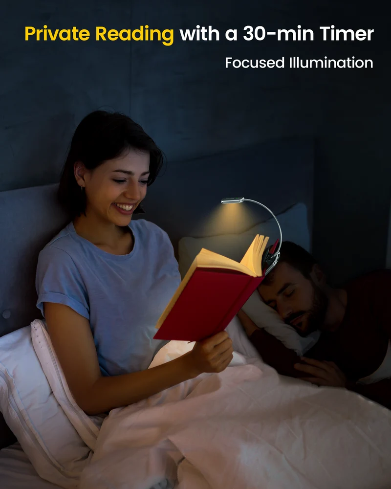 Glocusent Posh Premium Book Light for Reading in Bed with Timer U.S. Only