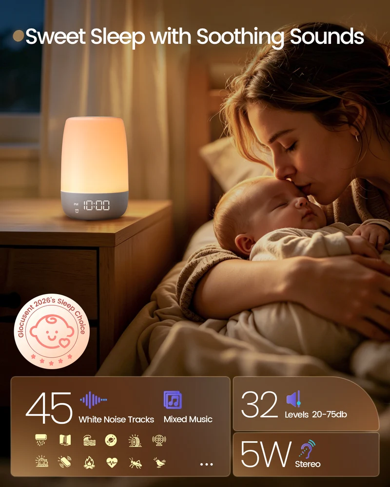Glocusent 45 Sound Machine & Bluetooth Speaker & Sunrise Alarm