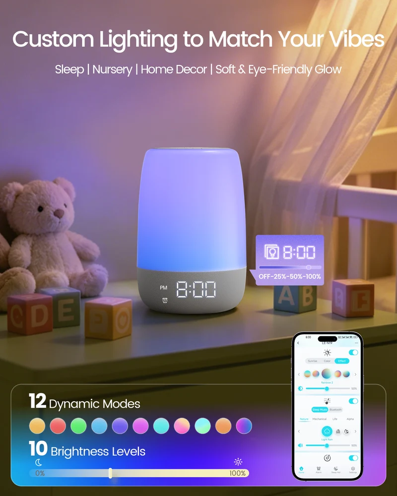Glocusent 45 Sound Machine & Bluetooth Speaker & Sunrise Alarm