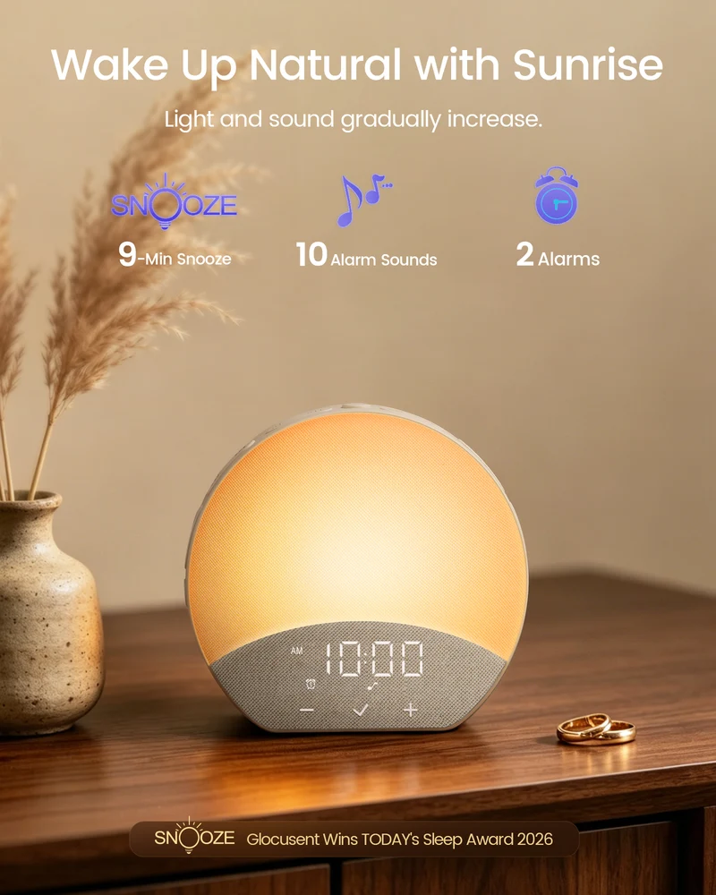 Glocusent Sunrise Alarm N17 with Fabric Finish & White Noise