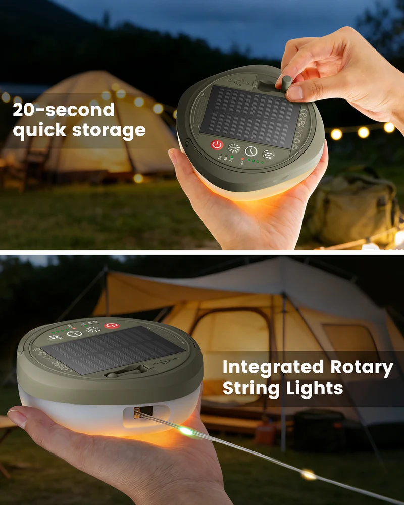 Glocusent 22 Modes Solar Camping String Lights