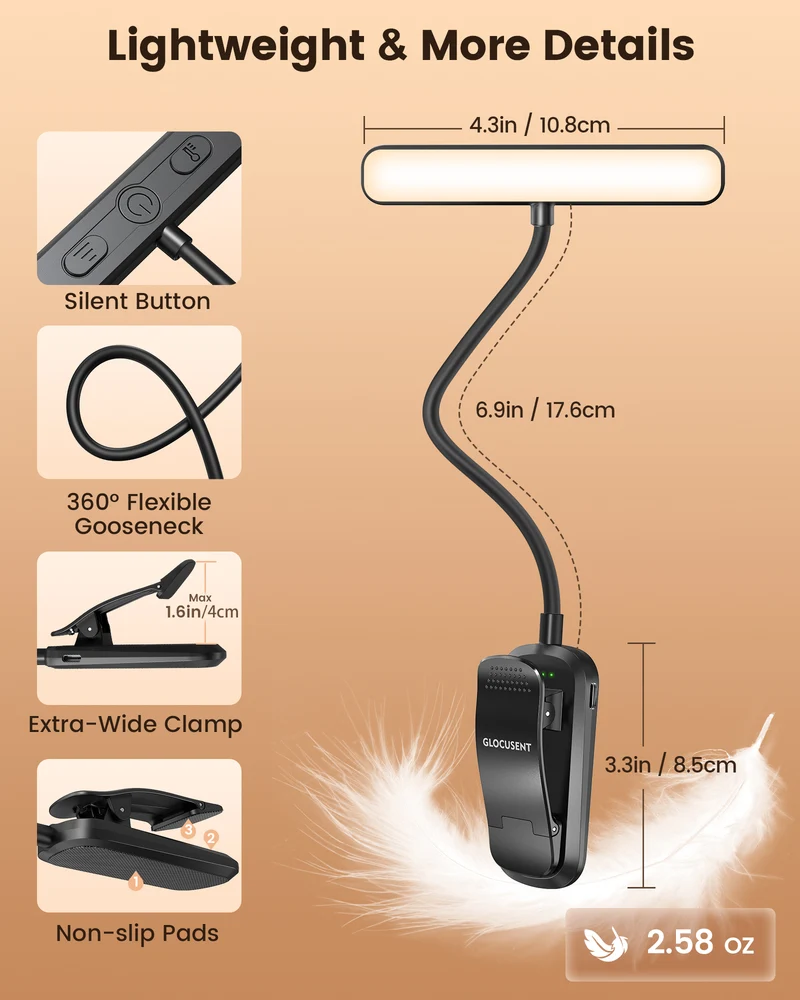 Glocusent 26 LED Red & Amber Eye-Care Reading Light