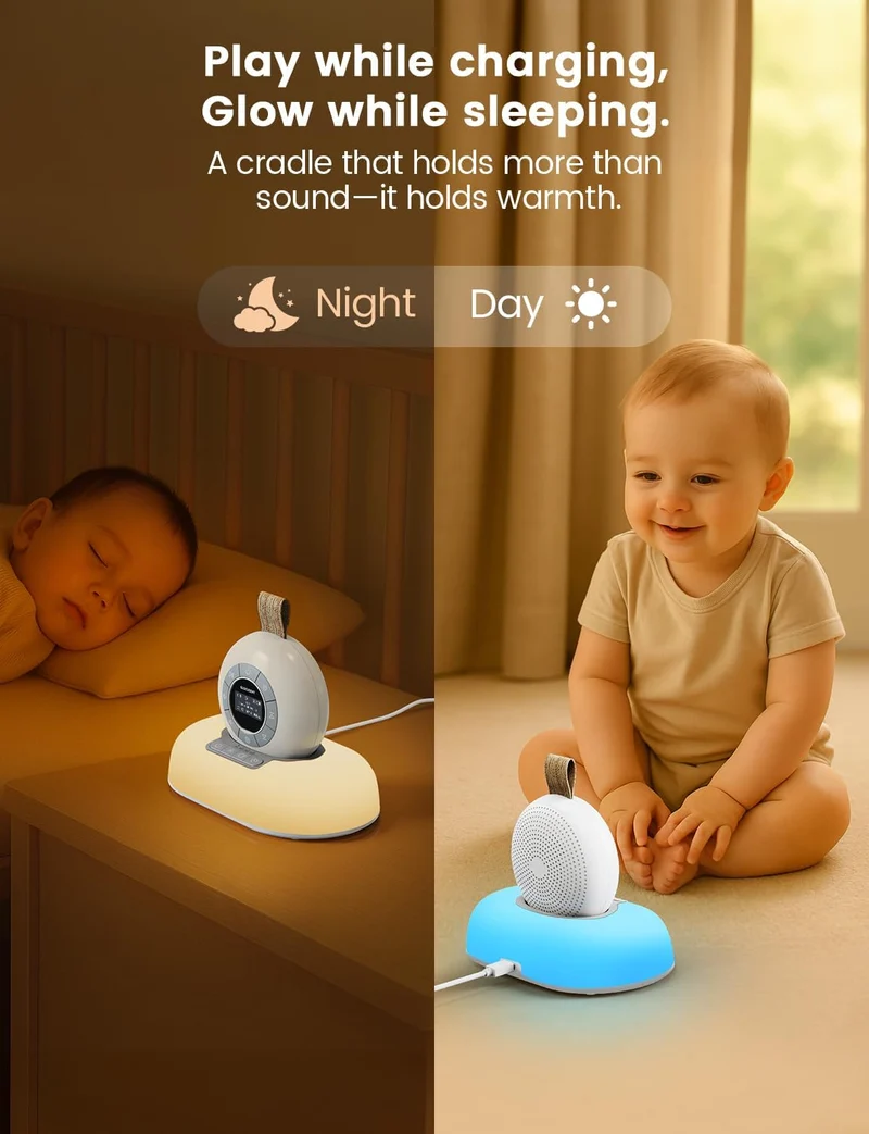 Glocusent On-The-Go White Noise Speaker with Lighting Dock U.S. Only