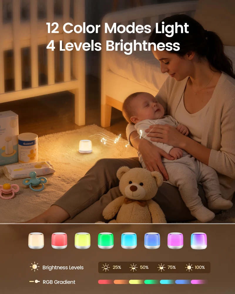 Glocusent Mini Sound Machine N18 for Better Sleep Lighting+