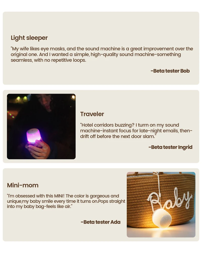 Glocusent Mini Sound Machine N18 for Better Sleep Lighting+