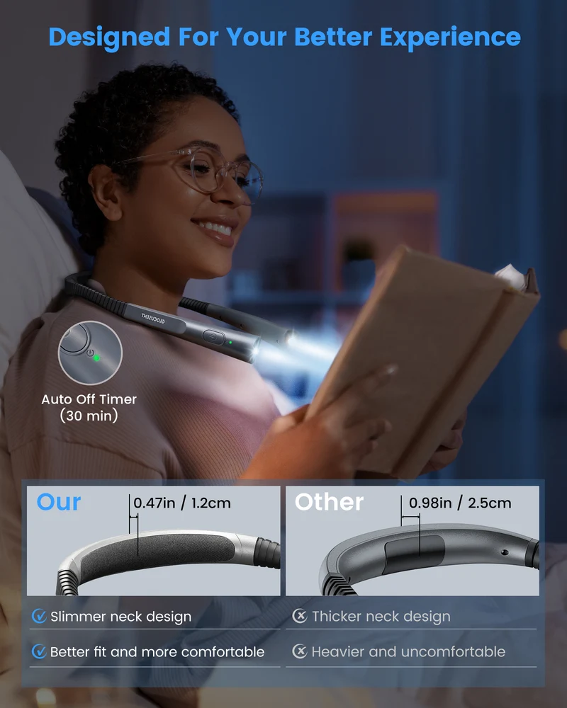 Glocusent Upgraded Rechargeable LED Neck Reading Light