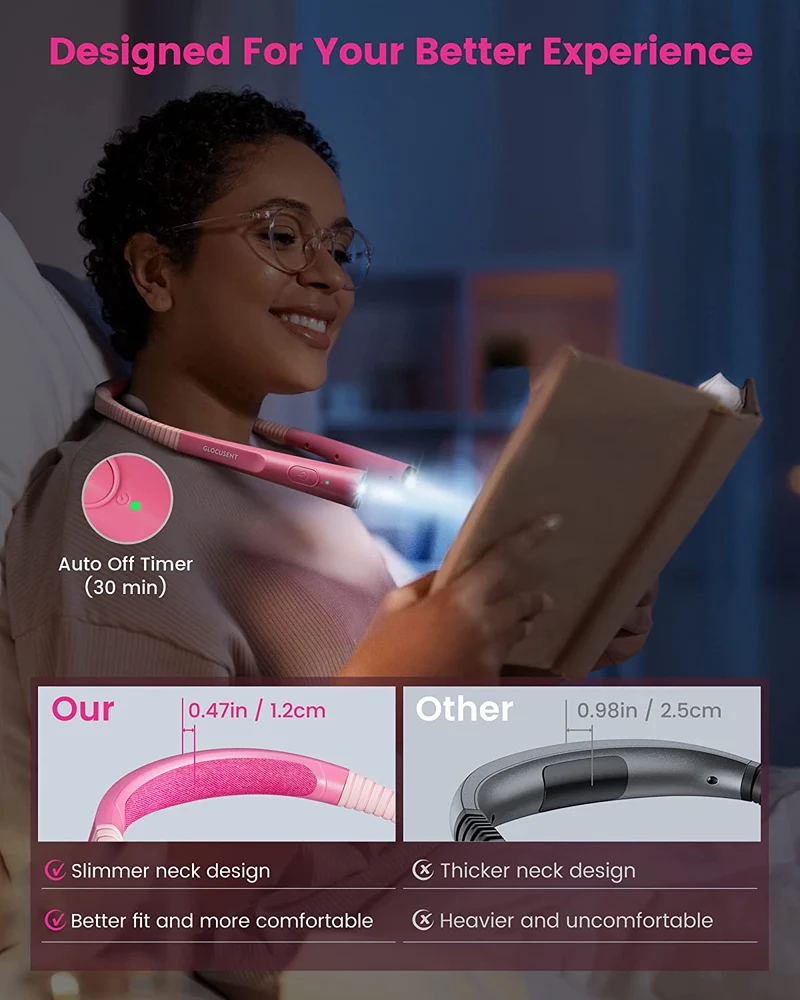 Glocusent Upgraded Rechargeable LED Neck Reading Light