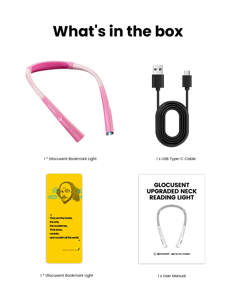 Glocusent Upgraded Rechargeable LED Neck Reading Light