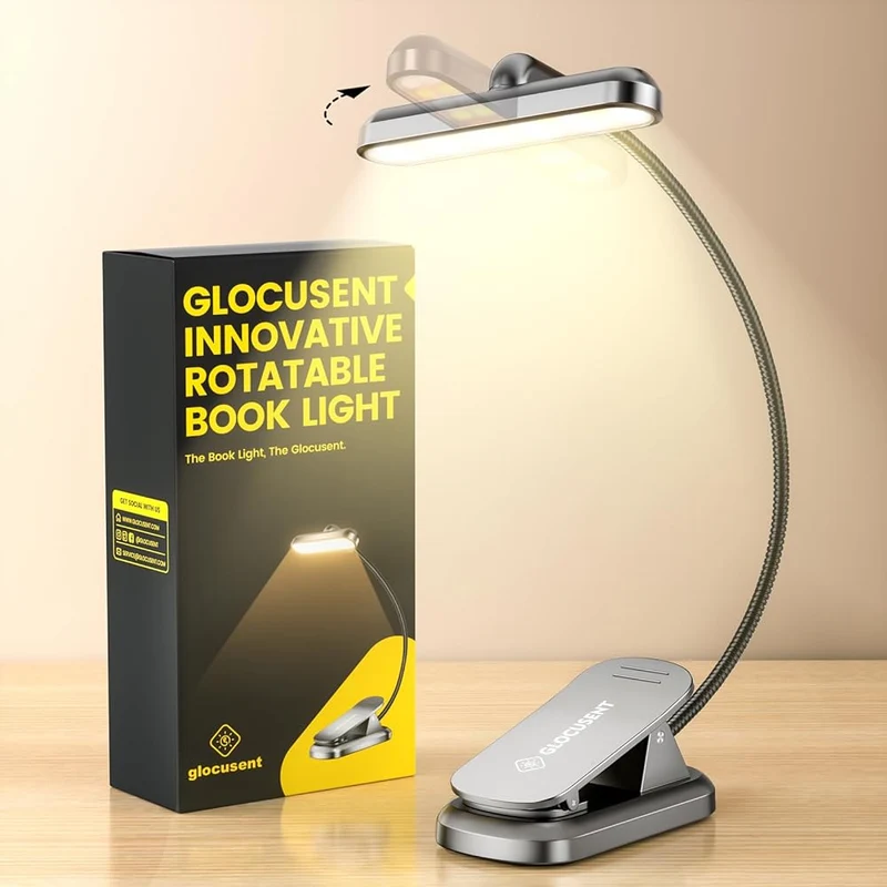 Glocusent Rotatable Clip on Book Light U.S. Only