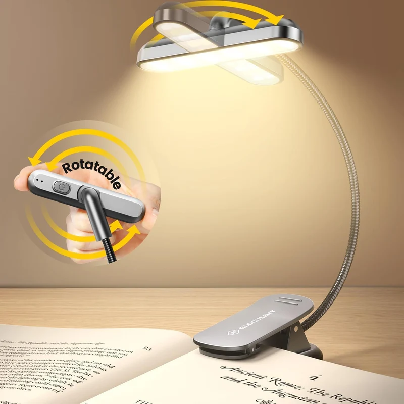 Glocusent Rotatable Clip on Book Light U.S. Only