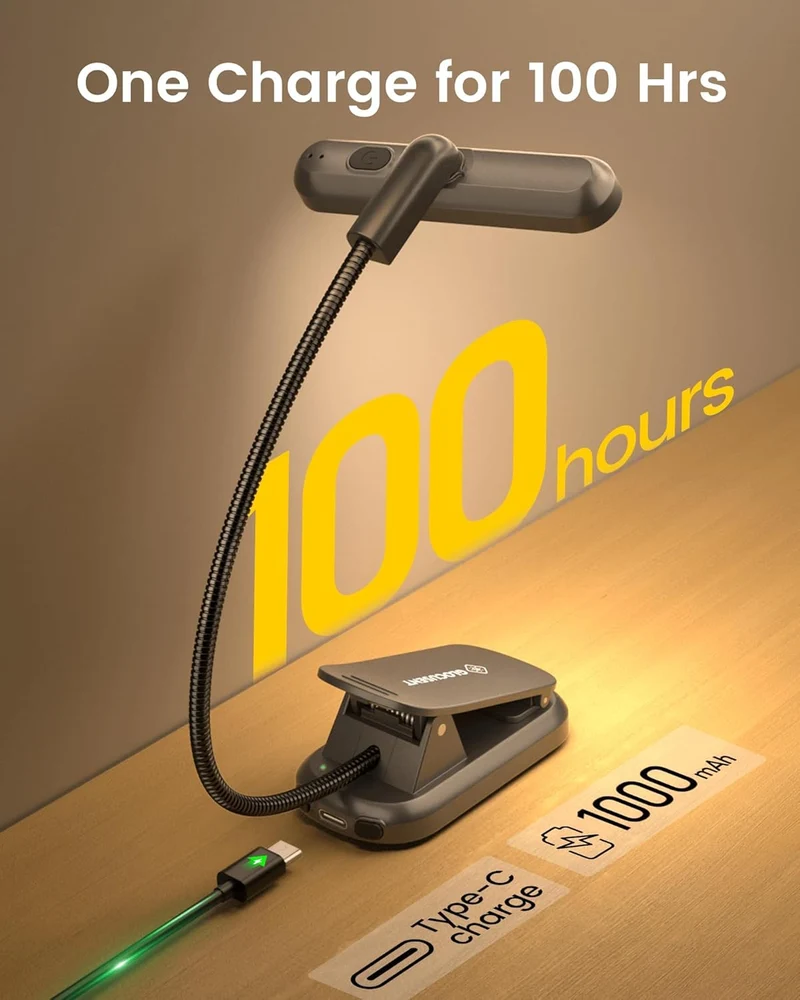 Glocusent Rotatable Clip on Book Light U.S. Only