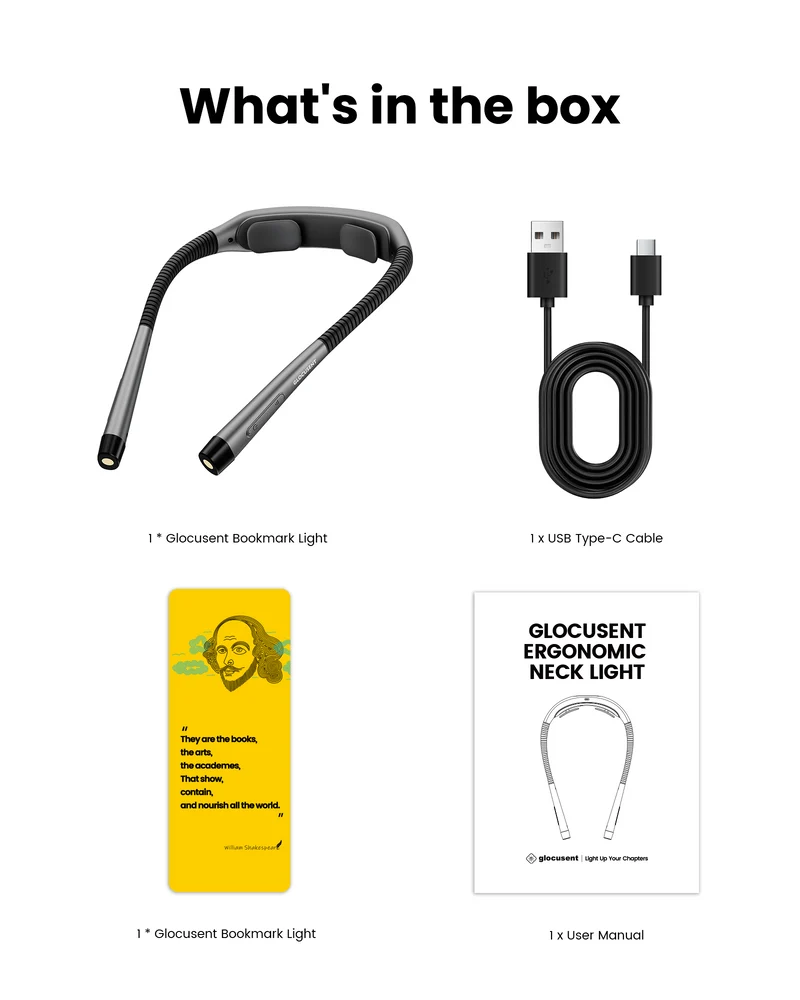 Glocusent Ergonomic LED Reading Neck Light