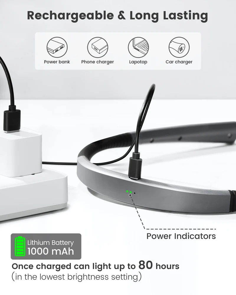 Glocusent Upgraded Rechargeable LED Neck Reading Light - 4 Pack