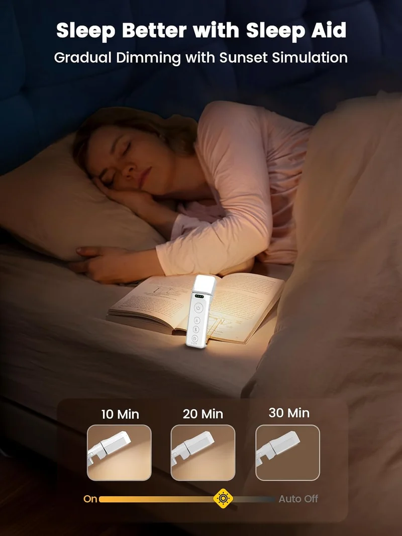 Glocusent Upgraded Bookmark Style Reading Light Type-C & Timer