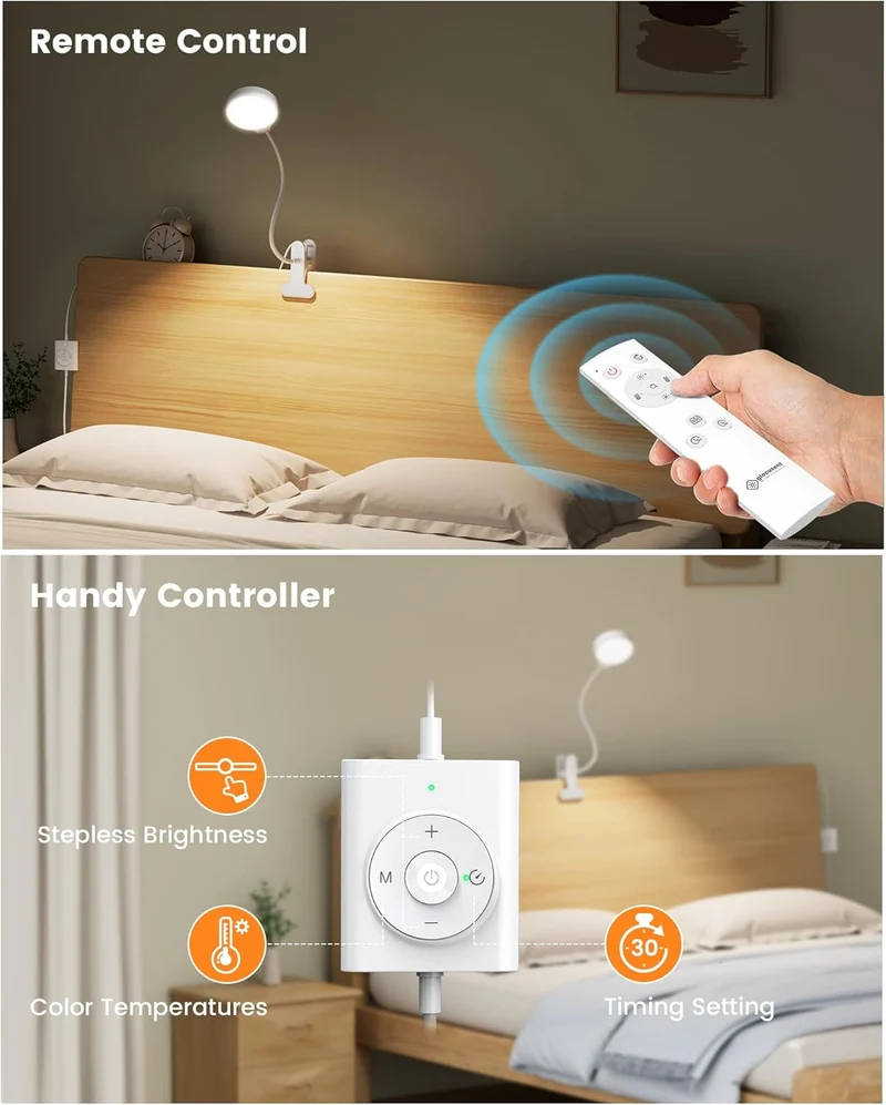 Glocusent 36 LED Clip-on Reading Light for Desk, Headboard & Computer with Remote U.S. Only