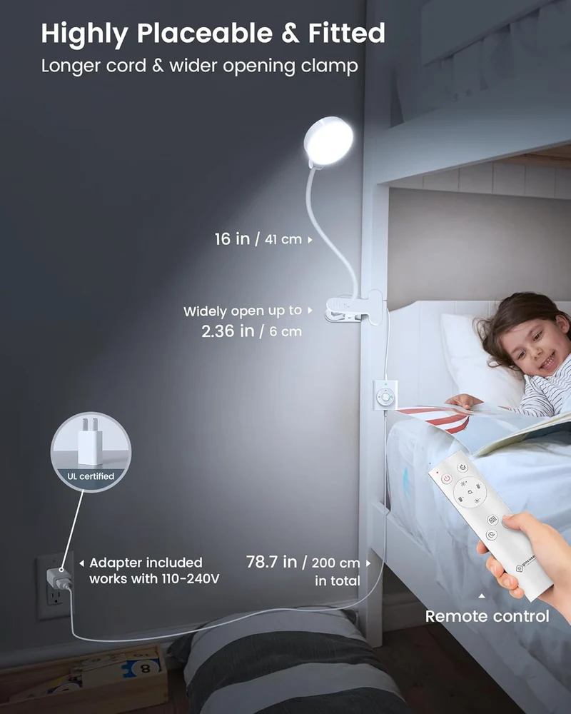 Glocusent 36 LED Clip-on Reading Light for Desk, Headboard & Computer with Remote U.S. Only