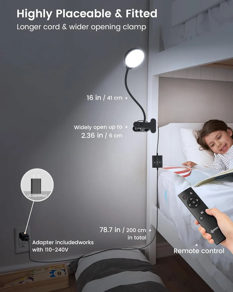 Glocusent 36 LED Clip-on Reading Light for Desk, Headboard & Computer with Remote U.S. Only