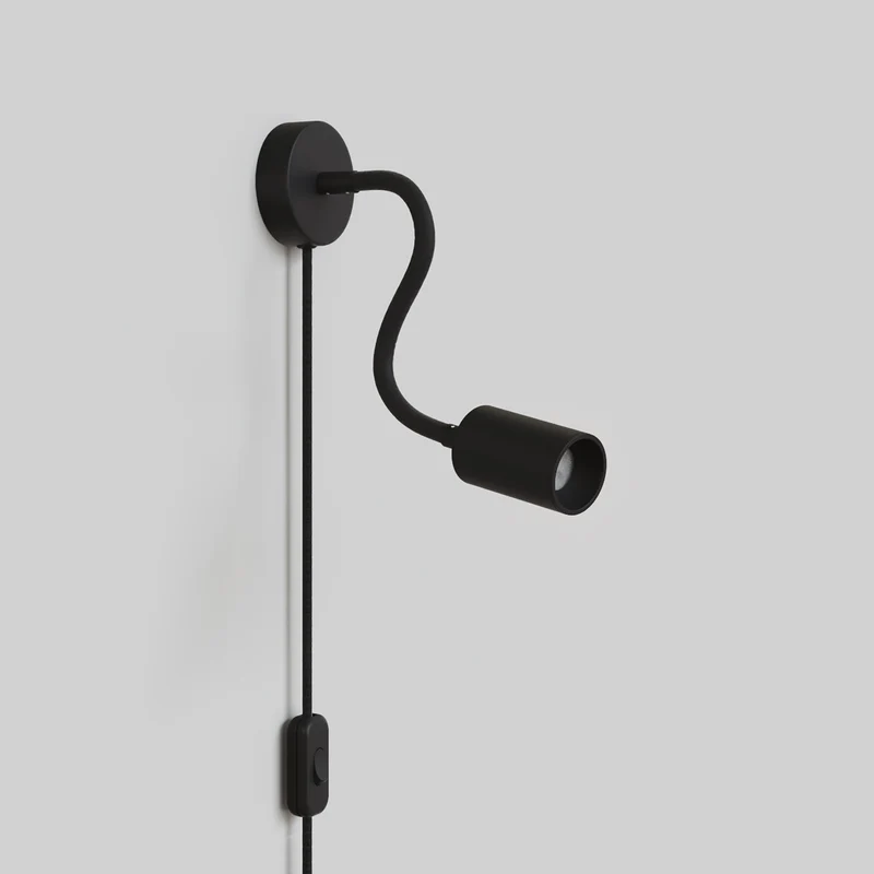 Lampe avec Fiche et bras articulé, Spot Spotlight GU10 Bispot - Noir