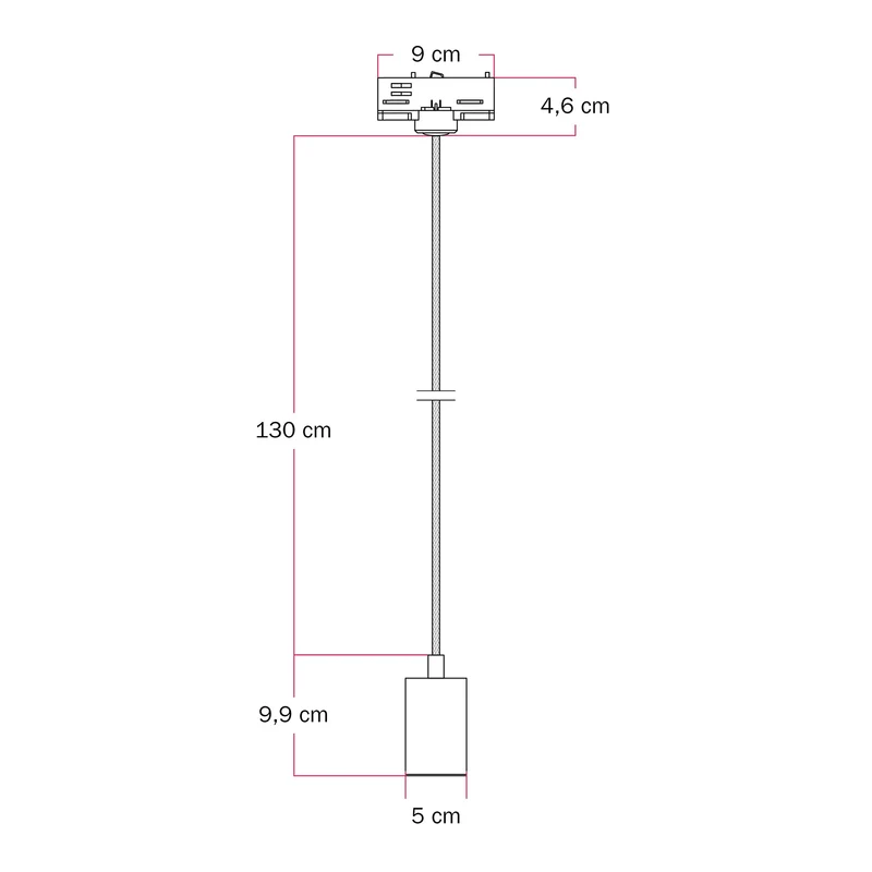Lampe à suspension avec Spot GU10 Bispot pour système sur rail - Bronze satiné / Noir