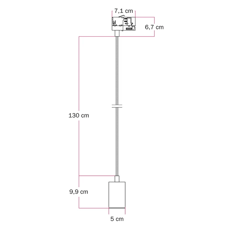 Suspension avec Spot GU10 Bispot pour système sur rail - Cuivre satiné