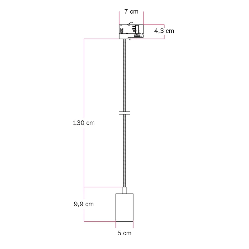 Suspension avec Spot GU10 Bispot pour système sur rail - Cuivre satiné
