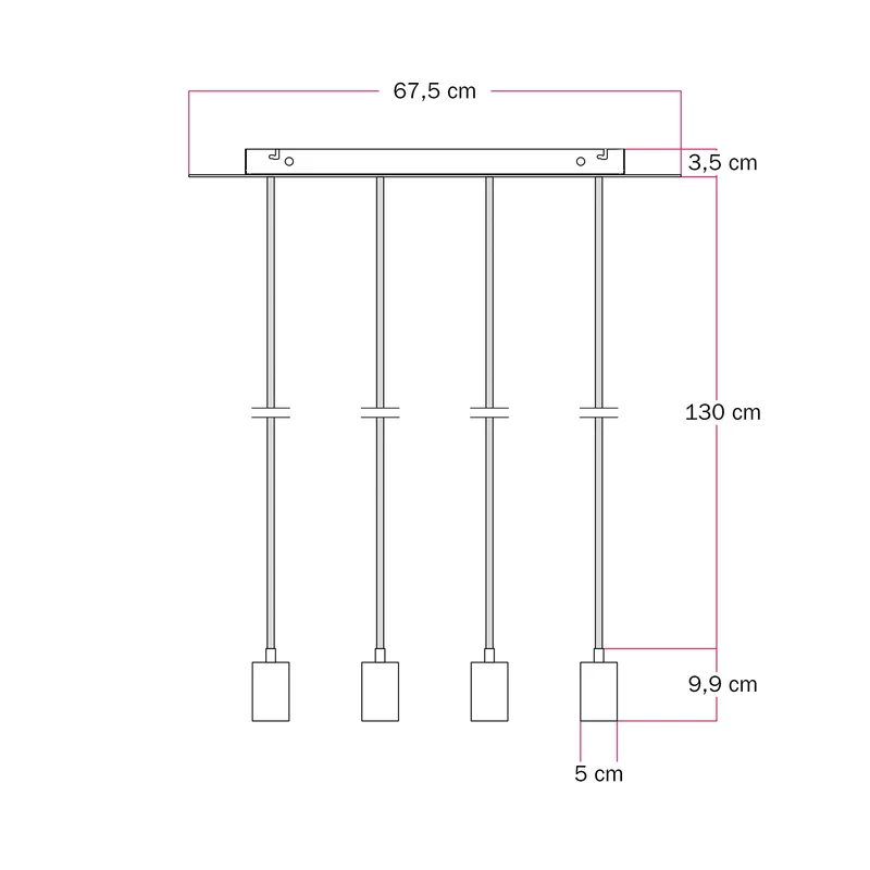Suspension avec 4 Spots GU10 Bispot - Blanc