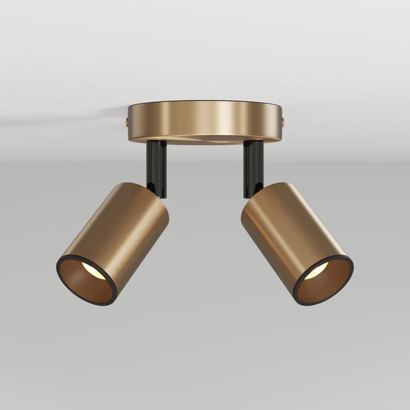 Lampe murale ou plafond avec 2 Spots GU10 Bispot orientables - Bronze satiné / Noir