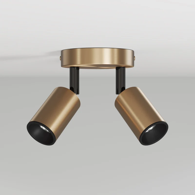 Lampe murale ou plafond avec 2 Spots GU10 Bispot orientables - Bronze satiné / Noir