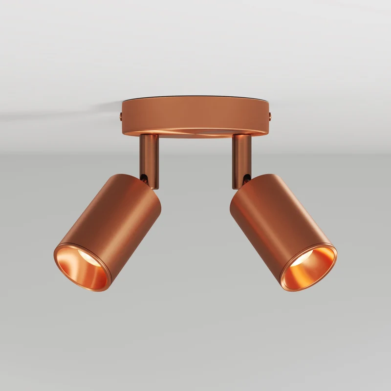 Lampada da parete o soffitto con 2 faretti GU10 Bispot orientabili - Rame satinato