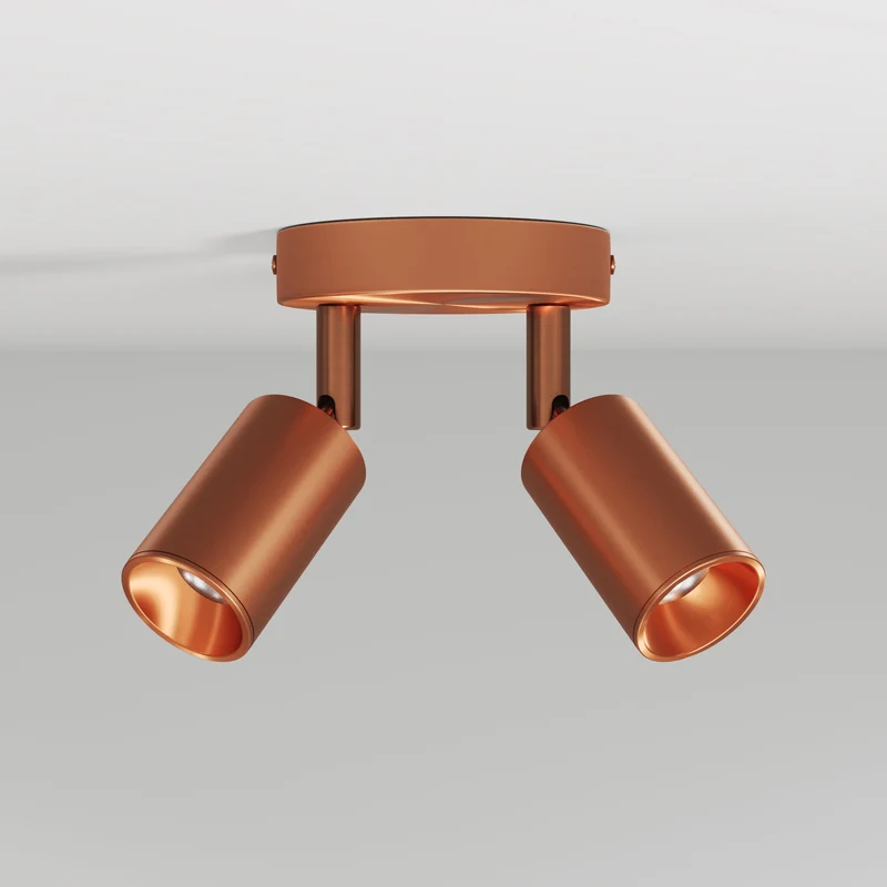 Lampada da parete o soffitto con 2 faretti GU10 Bispot orientabili - Rame satinato