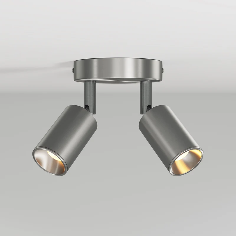 Lampada da parete o soffitto con 2 faretti GU10 Bispot orientabili - Titanio satinato