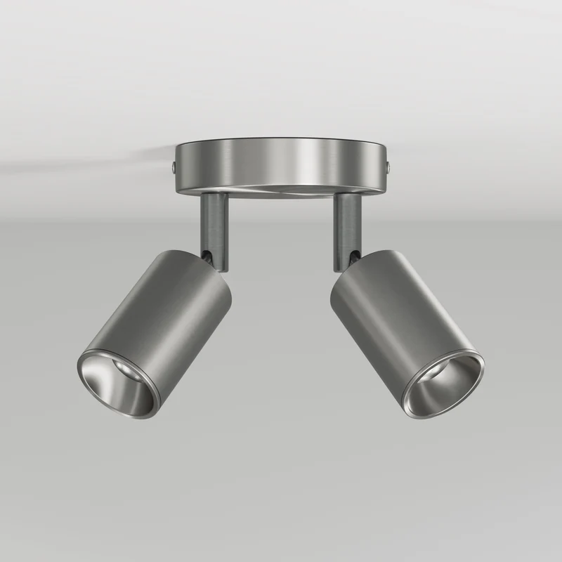Lampada da parete o soffitto con 2 faretti GU10 Bispot orientabili - Titanio satinato