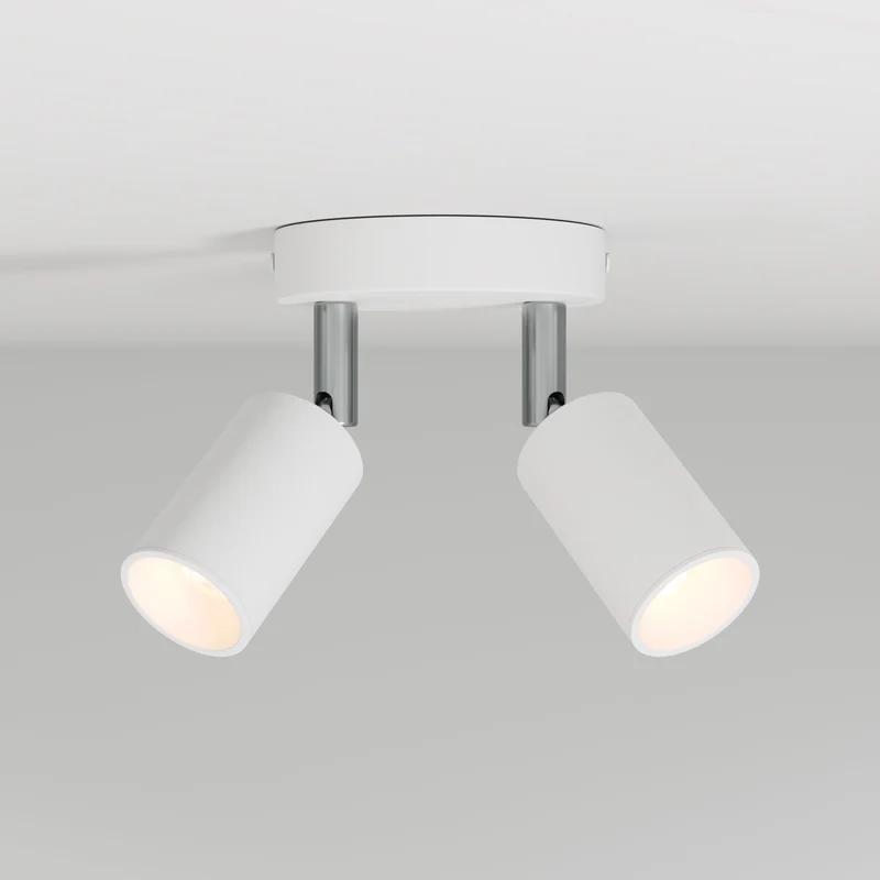 Lampe murale ou de plafond avec 2 Spots GU10 Bispot orientables - Blanc mat