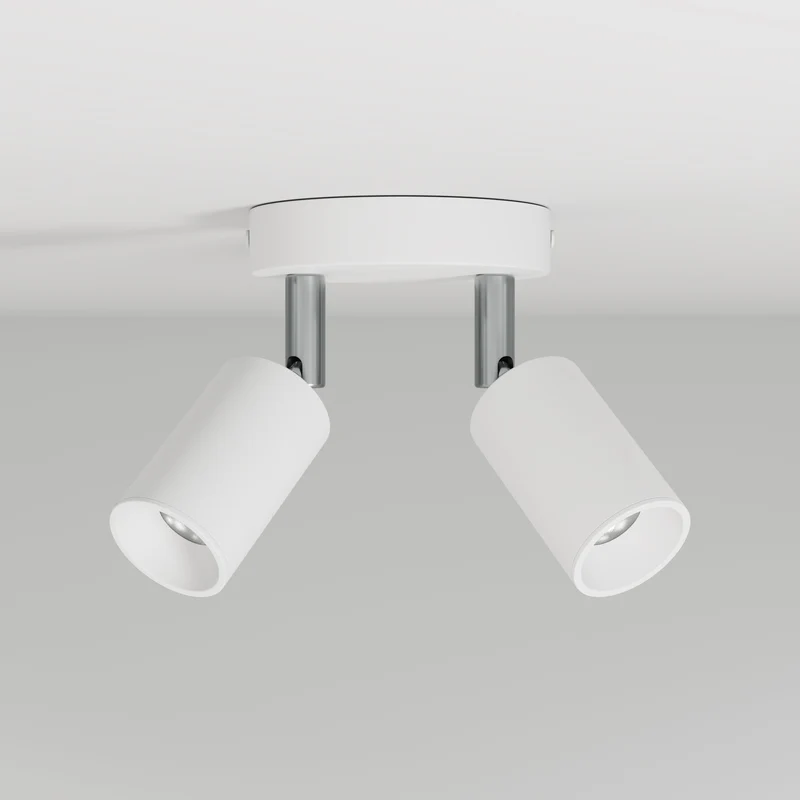 Lampe murale ou de plafond avec 2 Spots GU10 Bispot orientables - Blanc mat