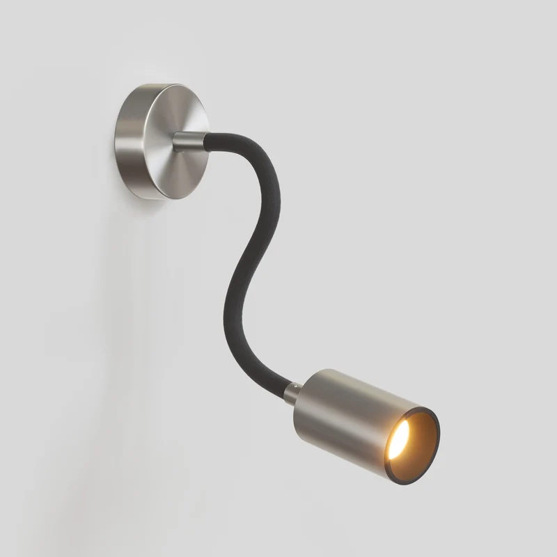 Applique ou plafonnier avec Spot GU10 Bispot et bras orientable Flex 30 cm - Titane satiné / Noir