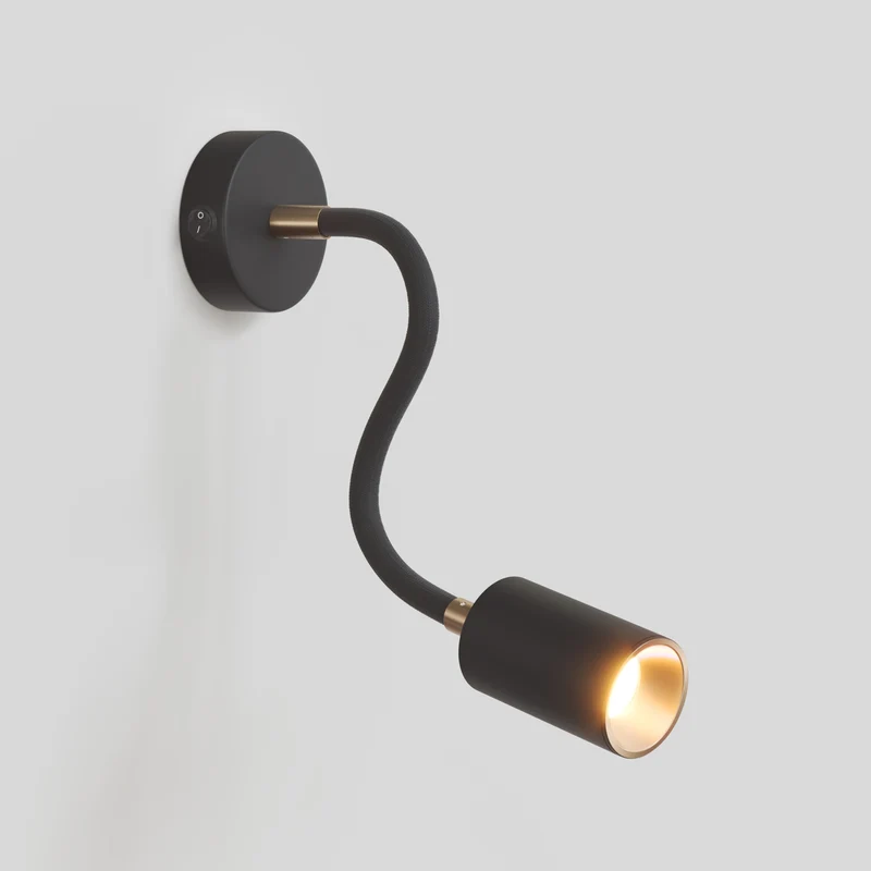Lampada da parete o soffitto con faretto GU10 Bispot e braccio orientabile Flex 30 cm - Nero / Bronzo satinato